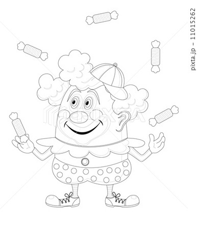 Circus clown juggling candies, contour 11015262
