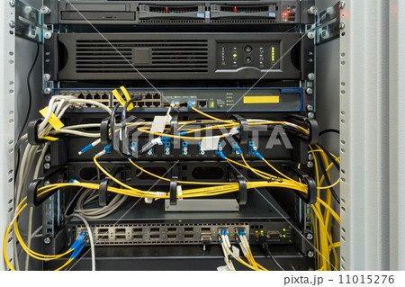 fiber optic datacenter with media converters and optical cables fiber optic datacenter with media converters and optical cables 11015276