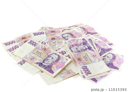 czech banknotes nominal value one and two thousand crowns 11015393