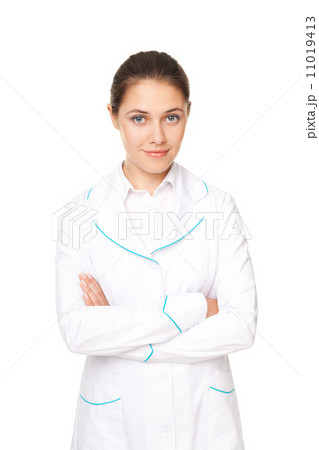 Portrait of young female doctor isolated on white background Portrait of young female doctor isolated on white background 11019413