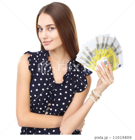 Woman holding euro money 11019809