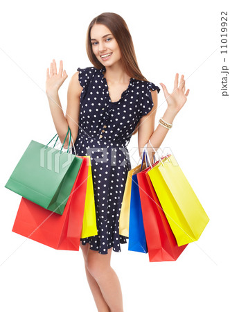 Woman with colorful shopping bags Woman with colorful shopping bags 11019922