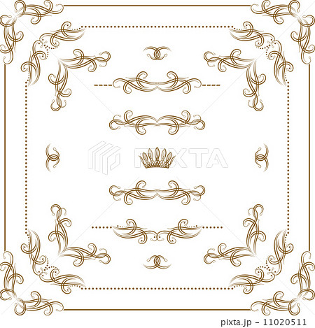 Vector set of gold decorative borders, frame 11020511