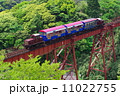 新緑の鉄橋を渡るトロッコ列車 11022755