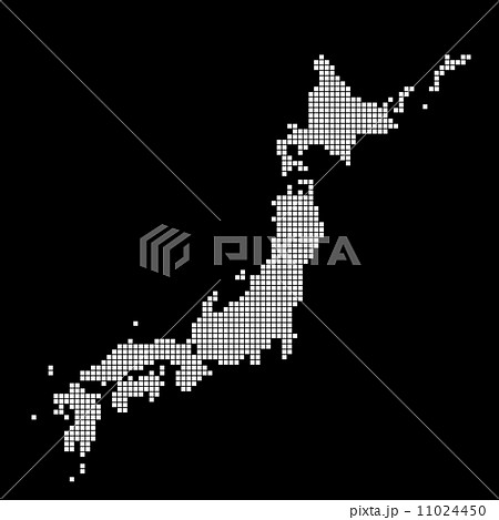 ドット黒日本地図のイラスト素材