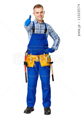 Happy young construction worker 11029574