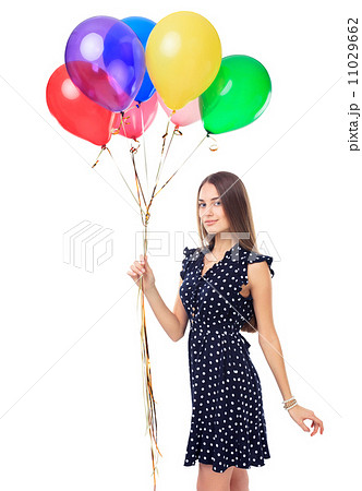 Beautiful woman with colorful balloons Beautiful woman with colorful balloons 11029662