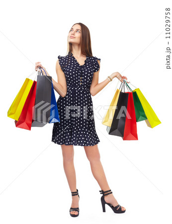 Woman with colorful shopping bags 11029758