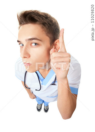 Young doctor pointing a great idea 11029820