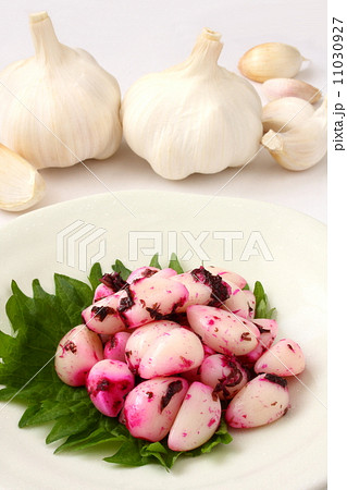 大蒜 漬け物 にんにくの紫蘇漬け アップ 大蒜 漬け物 にんにくの紫蘇漬け アップ 11030927