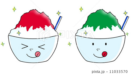 冷たくて美味しそうなイチゴとメロンのかき氷（表情あり） 11033570