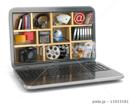 Cloud computing concept. Laptop's software and capabilities. 11033581
