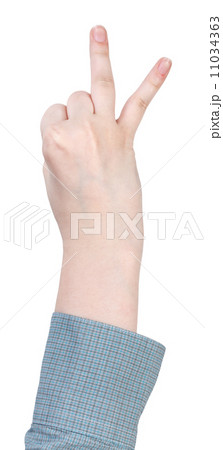 two account by fingers - hand gesture two account by fingers - hand gesture 11034363