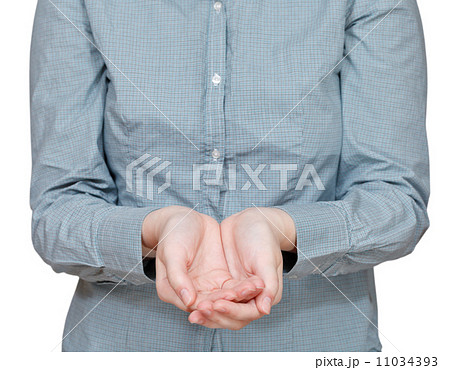 front view of two hollow palms - hand gesture front view of two hollow palms - hand gesture 11034393