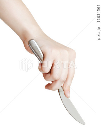 female hand with table knife isolated 11034563
