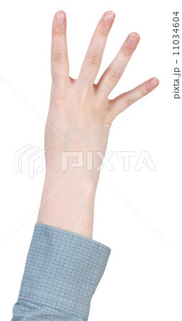 four account by fingers - hand gesture 11034604