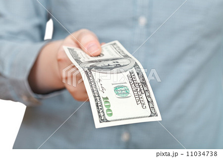 hundred dollars banknote in arm hundred dollars banknote in arm 11034738