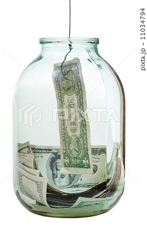fishing out dollars banknote from glass jar fishing out dollars banknote from glass jar 11034794