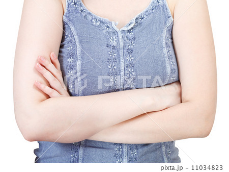 hands crossed on breast - hand gesture 11034823