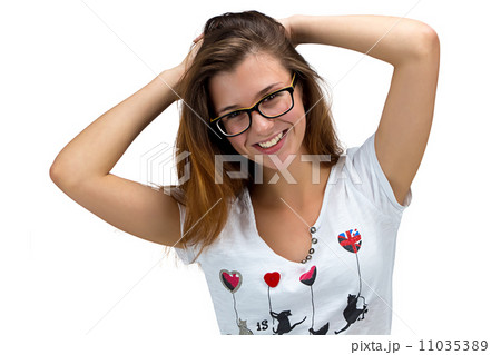 Happy girl with glasses Happy girl with glasses 11035389