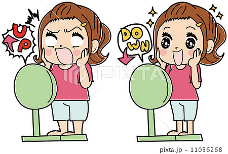 ダイエットのビフォーアフターのイラスト素材