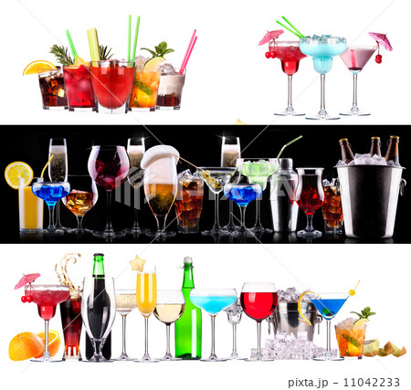 Set of different alcoholic drinks and cocktails 11042233