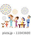 花火を見る3世代家族 花火を見る3世代家族 11043600