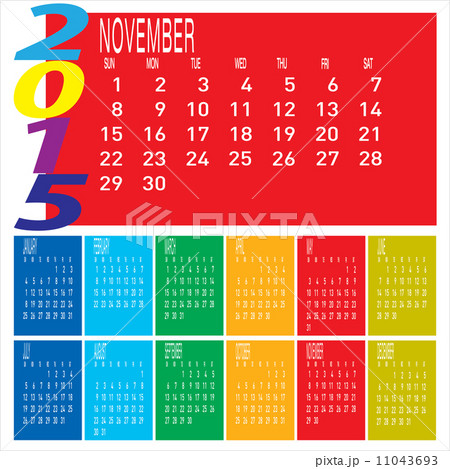 Year 2015 Colorful Calendar - November Year 2015 Colorful Calendar - November 11043693