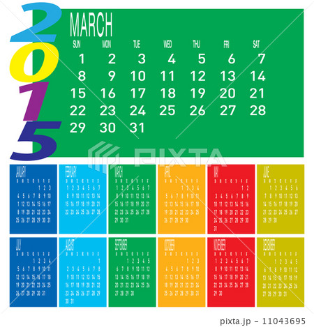 Year 2015 Colorful Calendar - March 11043695