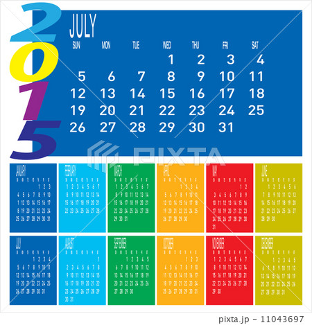 Year 2015 Colorful Calendar - July Year 2015 Colorful Calendar - July 11043697