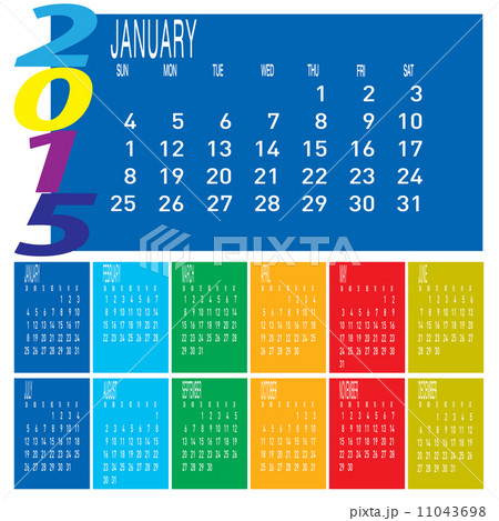 Year 2015 Colorful Calendar - January 11043698