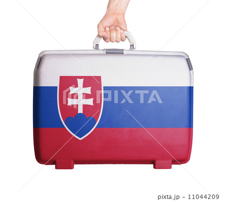 Used plastic suitcase with stains and scratches Used plastic suitcase with stains and scratches 11044209