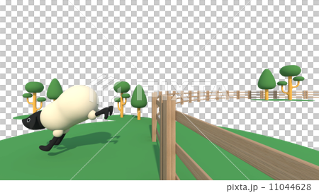 Sheep going out of the fence 11044628