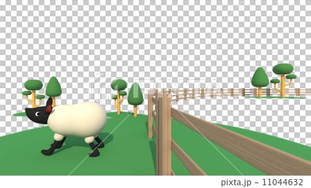 Sheep going out of the fence 11044632