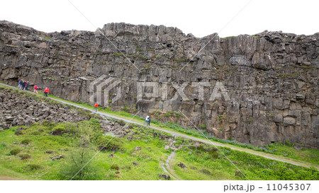 National Park of Thingvellir (Iceland) high slope track 11045307