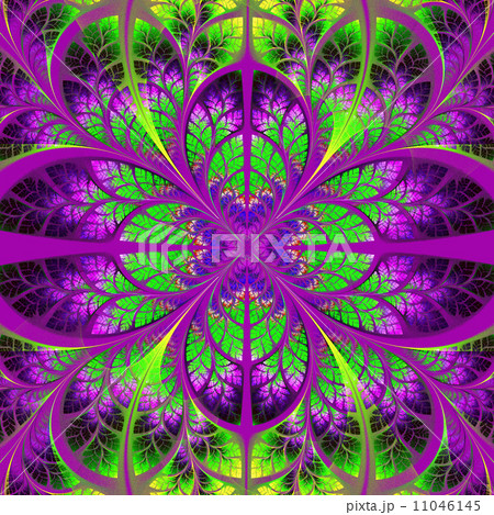Symmetrical fractal pattern. Collection - tree foliage. Green an 11046145