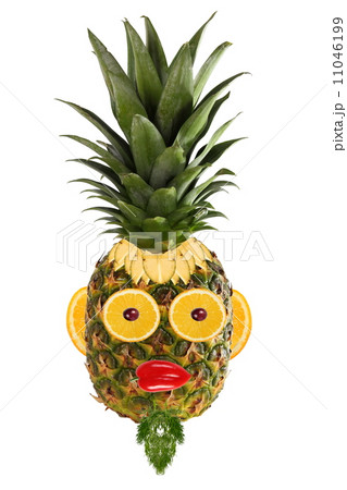 Serious man portrait made of vegetables and fruits 11046199