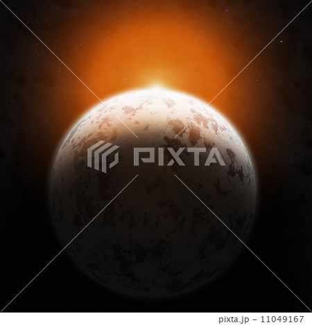 Realistic blue planet against the starry sky. 11049167