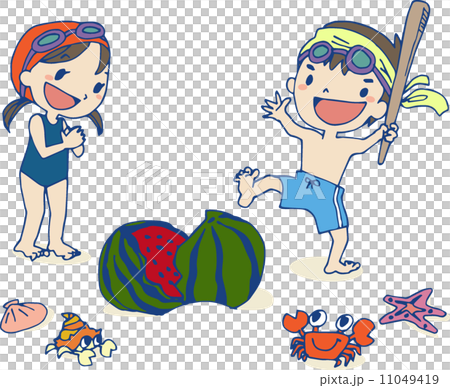 Handwritten illustration (with vector) Watermelon split kids 11049419