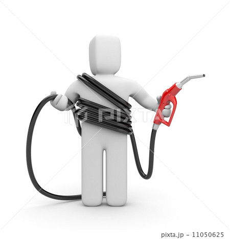 Petrol station worker with petrol pump 11050625