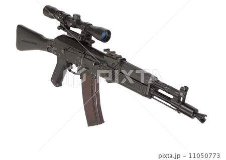 modern assault kalashnikov rifle on white 11050773