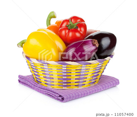 Fresh ripe vegetables in basket Fresh ripe vegetables in basket 11057400