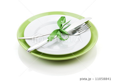 Fork with knife over blank plates Fork with knife over blank plates 11058841