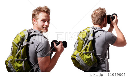 young man tourist use camera young man tourist use camera 11059005