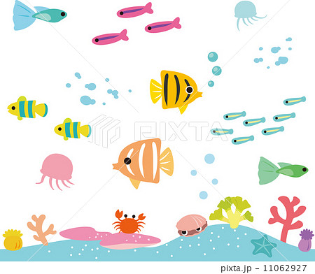 熱帯魚とサンゴの海のイラスト素材 11062927 Pixta