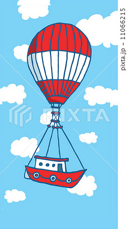 Hot air balloon boat flying to adventure 11066215