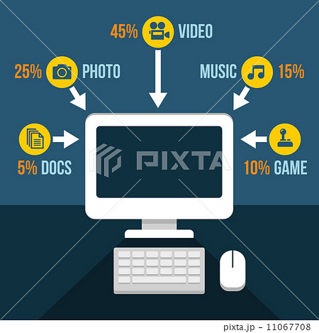 Computer Content Analytics Infographic in Flat Style. Vector 11067708