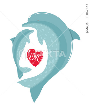 Two Dolphins Mother And Child Loveのイラスト素材