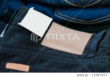 Leather jeans label sewed on jeans. Leather jeans label sewed on jeans. 11067971