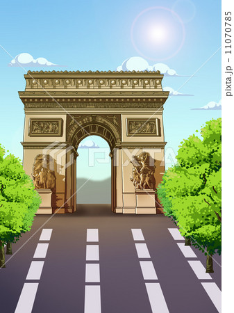 凱旋門 パリ のイラスト素材